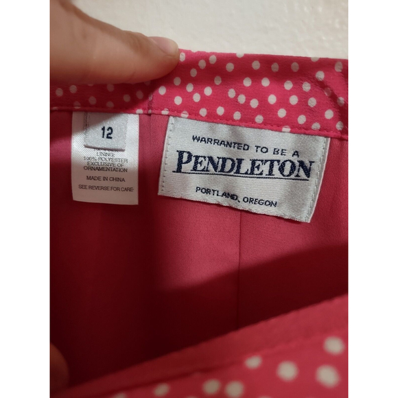 Pendleton Women's 12 Pink Polka Dot Silk Lined Mid Length Skirt - Picture 3 of 8